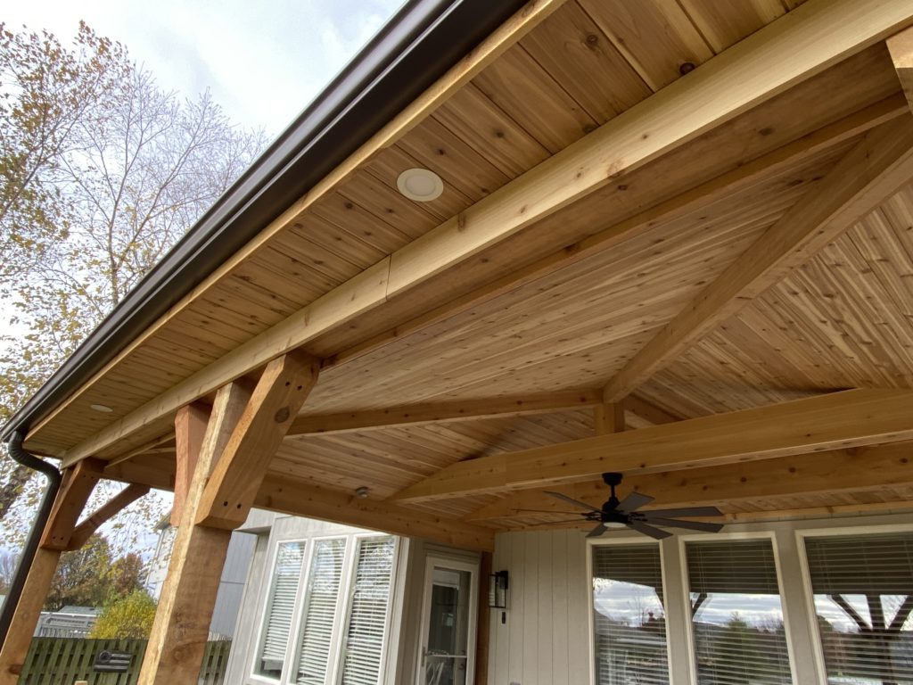 decorative wood covered patio